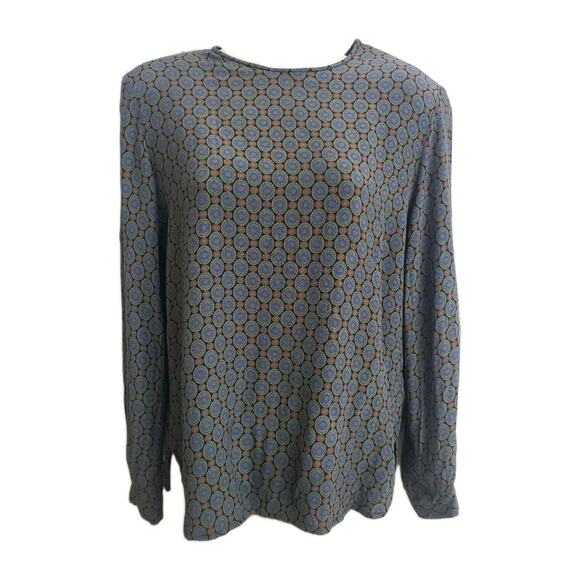 JH Collectibles Boho Blouse - Vintage Green Paisley Round Neck Size 10 - Picture 1 of 9